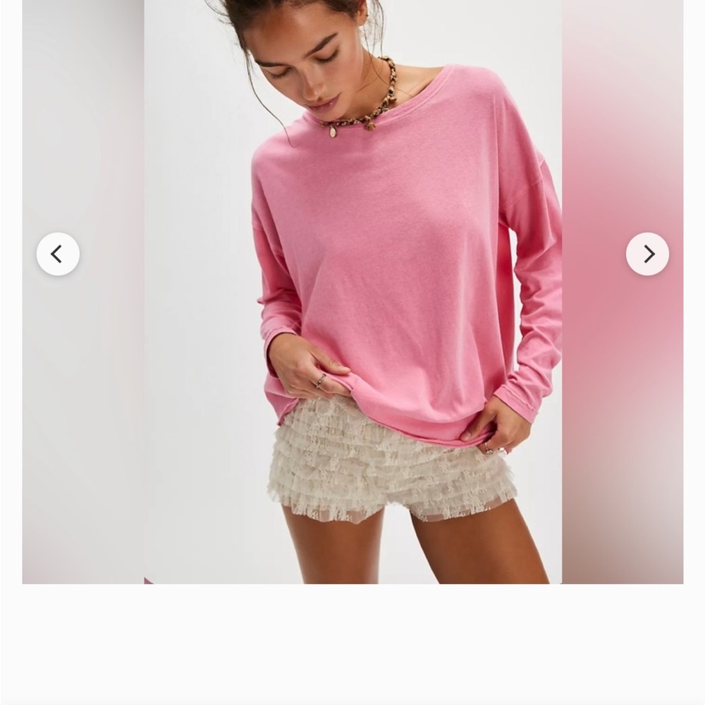 We The Free FP Women’s Nina Relaxed Long-Sleeve Top in Pink NWT